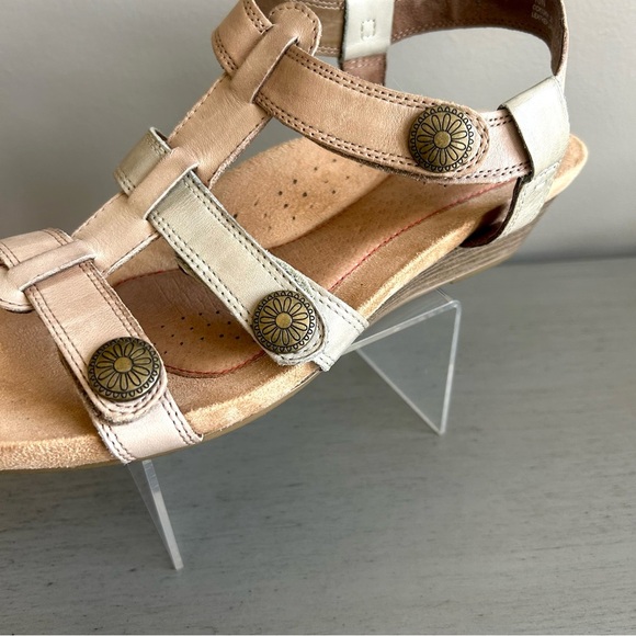 Rockport Cobb Hill Leather Strappy Wedge Sandal Sz10N Beige Neutral Arch Support - Picture 11 of 15